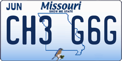 MO license plate CH3G6G
