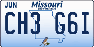 MO license plate CH3G6I