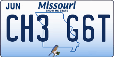 MO license plate CH3G6T