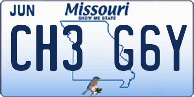 MO license plate CH3G6Y