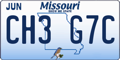 MO license plate CH3G7C