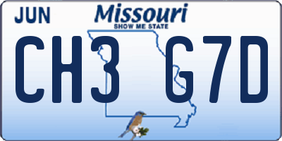 MO license plate CH3G7D