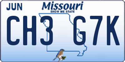 MO license plate CH3G7K