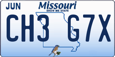 MO license plate CH3G7X