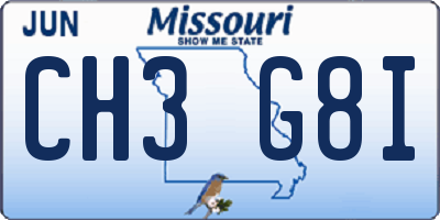 MO license plate CH3G8I