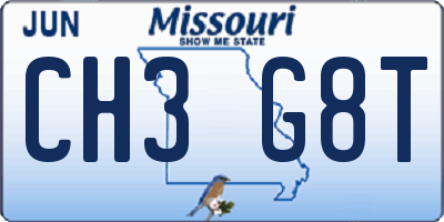 MO license plate CH3G8T