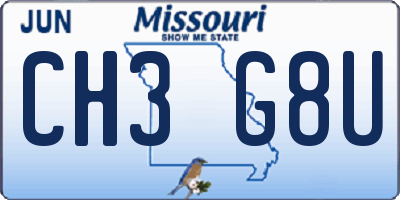 MO license plate CH3G8U