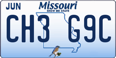 MO license plate CH3G9C