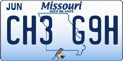 MO license plate CH3G9H