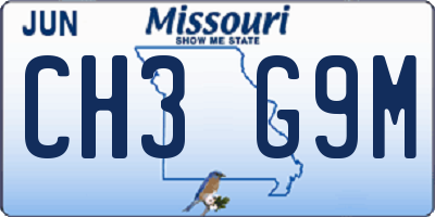MO license plate CH3G9M