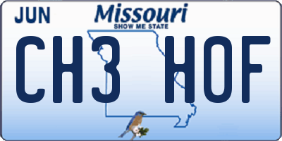 MO license plate CH3H0F