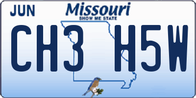 MO license plate CH3H5W