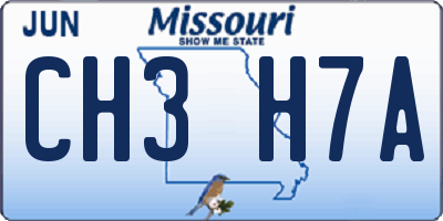 MO license plate CH3H7A