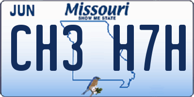 MO license plate CH3H7H