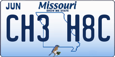 MO license plate CH3H8C