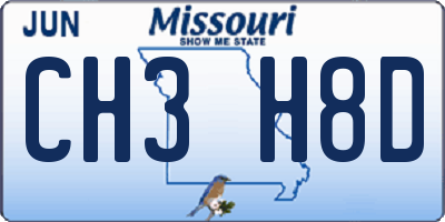 MO license plate CH3H8D