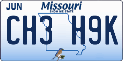 MO license plate CH3H9K