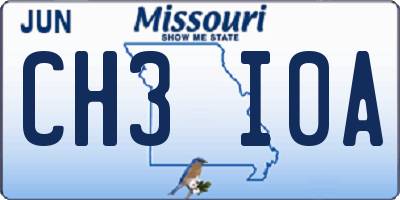 MO license plate CH3I0A