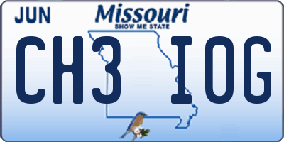 MO license plate CH3I0G