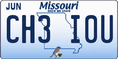 MO license plate CH3I0U