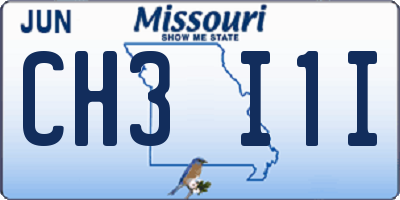 MO license plate CH3I1I