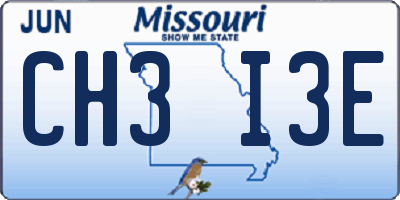 MO license plate CH3I3E