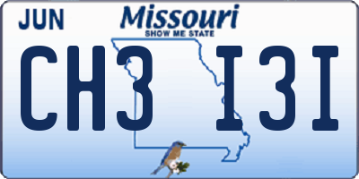 MO license plate CH3I3I