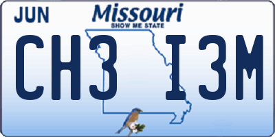 MO license plate CH3I3M