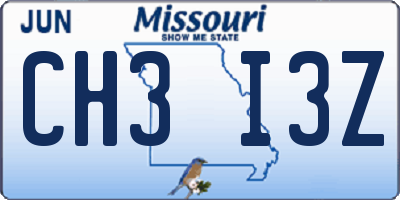 MO license plate CH3I3Z