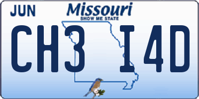 MO license plate CH3I4D