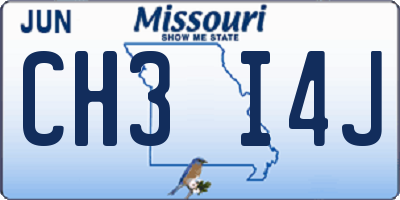 MO license plate CH3I4J