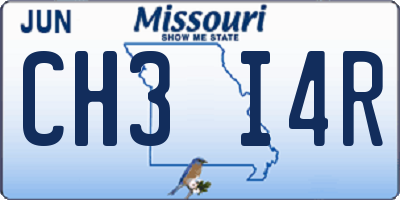 MO license plate CH3I4R