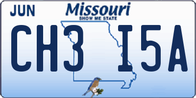 MO license plate CH3I5A