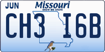 MO license plate CH3I6B