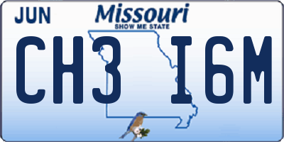 MO license plate CH3I6M