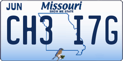 MO license plate CH3I7G