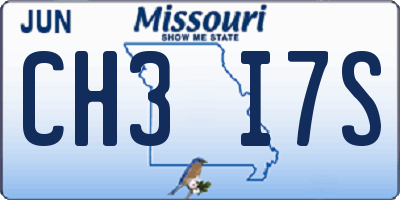 MO license plate CH3I7S