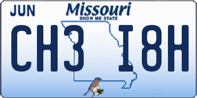 MO license plate CH3I8H