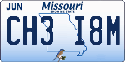 MO license plate CH3I8M