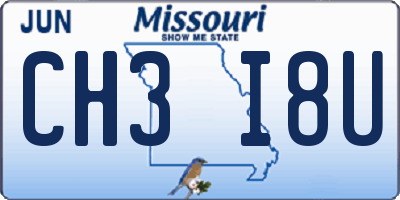 MO license plate CH3I8U