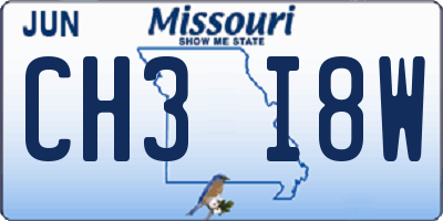 MO license plate CH3I8W
