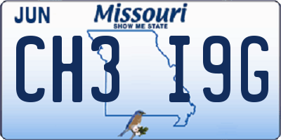 MO license plate CH3I9G