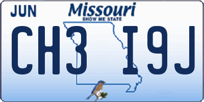 MO license plate CH3I9J