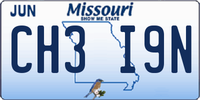 MO license plate CH3I9N