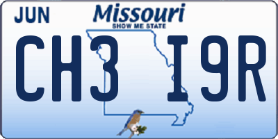 MO license plate CH3I9R