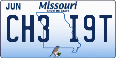 MO license plate CH3I9T