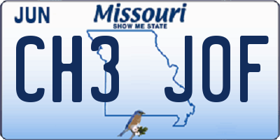 MO license plate CH3J0F