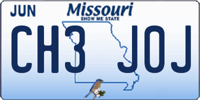 MO license plate CH3J0J