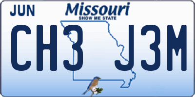 MO license plate CH3J3M