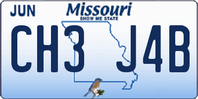 MO license plate CH3J4B